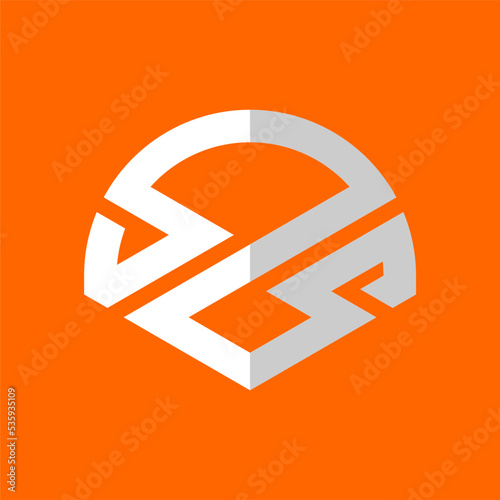 Initial letter SS or Z logo template with geometric shield line art illustration in flat design monogram symbol