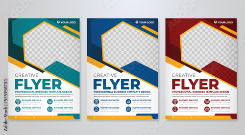 set of business flyer template design with abstract concept and minimalist layout	