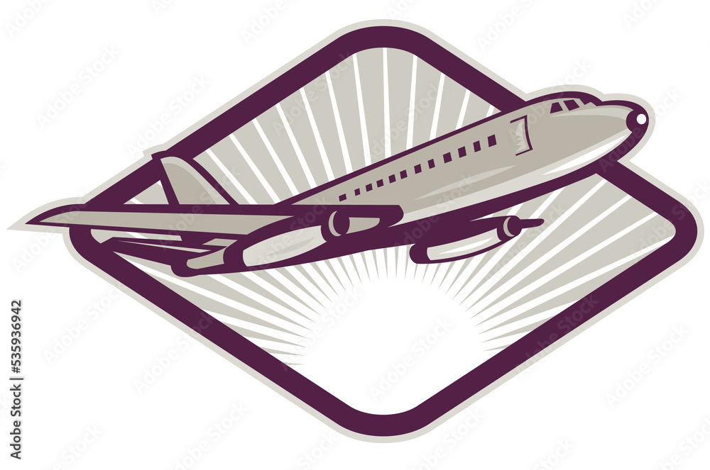 Fototapeta premium illustration of a Jumbo jet airliner taking off set inside a diamond
