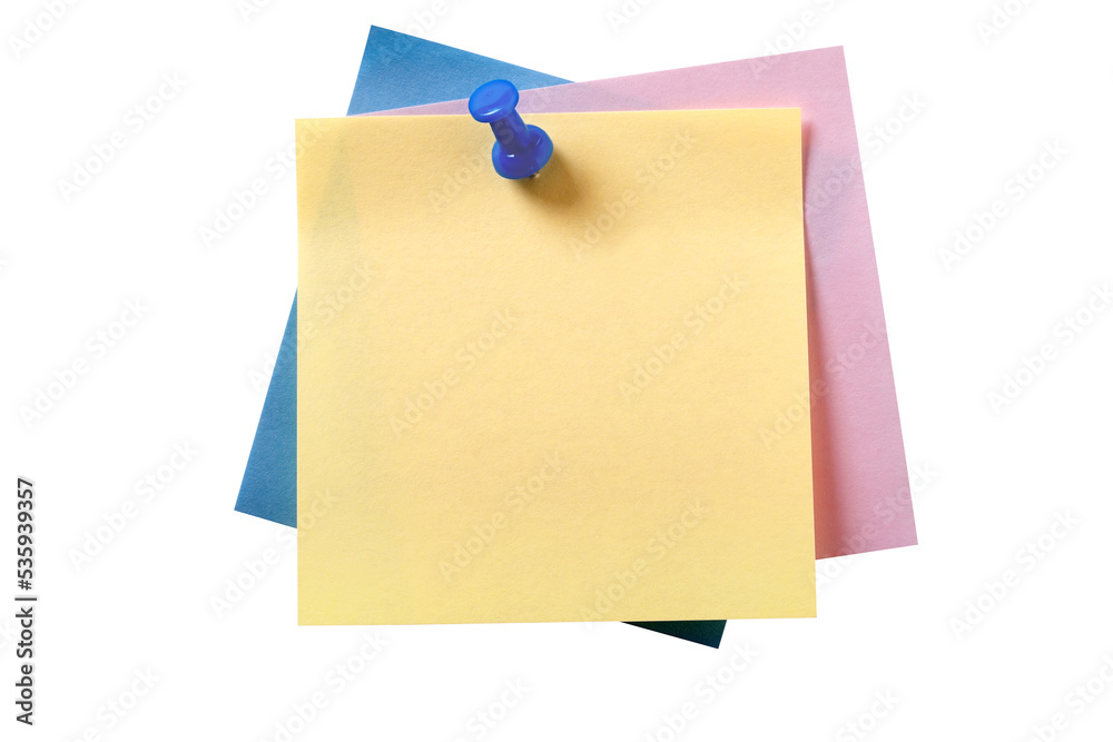 Εκτύπωση καμβά Various colors sticky post it style note with pushpin square yellow isolated tra