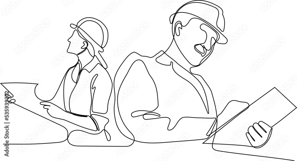 construction manager and engineer working on building site. Vector illustration construction manager and engineer working on building site. Vector illustration