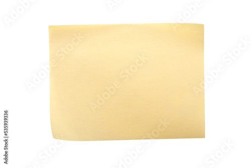 One yellow sticky post it note flat oblong isolated transparent background photo PNG file