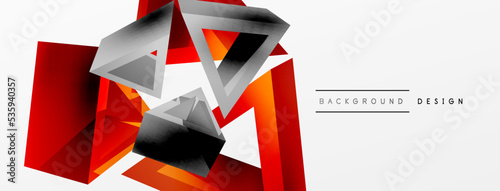 3d triangle abstract background. Basic shape technology or business concept composition. Trendy techno business template for wallpaper, banner, background or landing