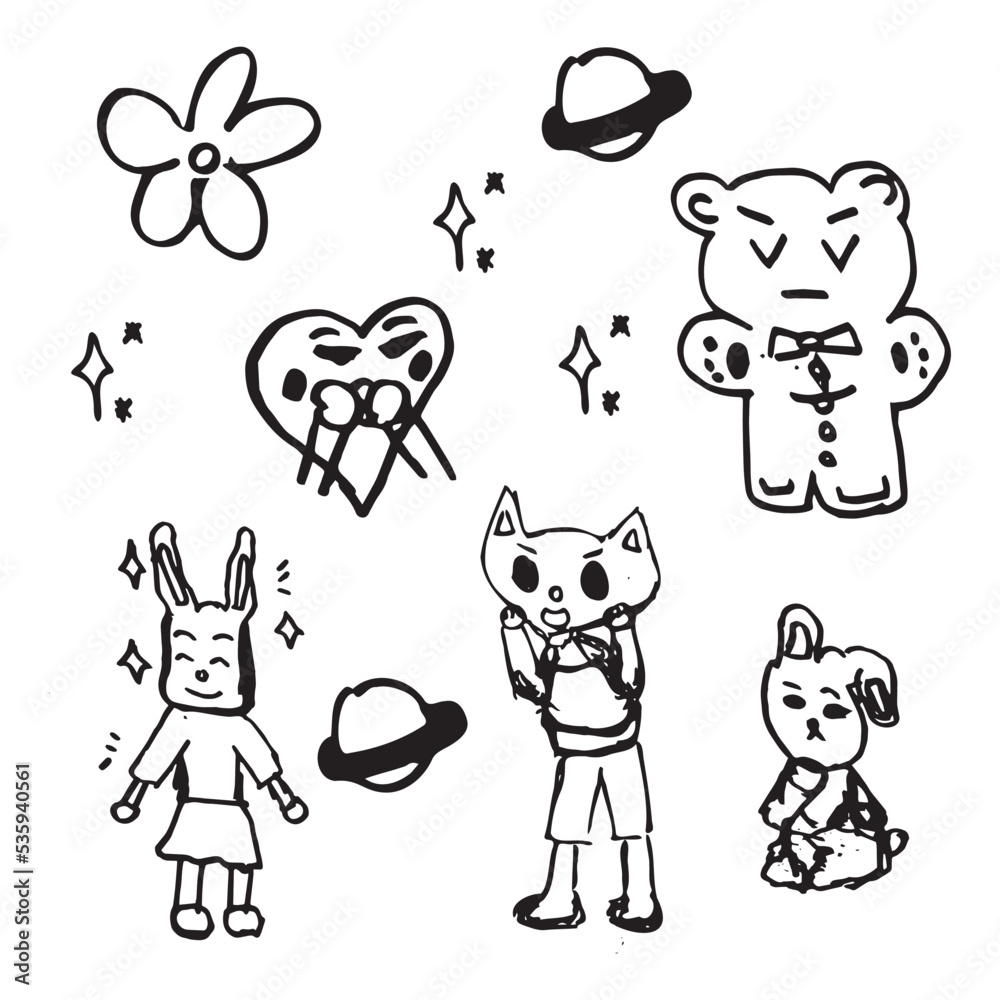 set of funny animals | hand drawn