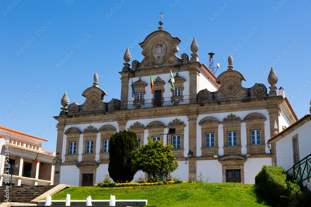 Mirandela Camara Municipal de Mirandela - City Hall and church. Portugal