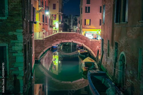 Peaceful Canal scenary in romantic Venice at springtime  Italy
