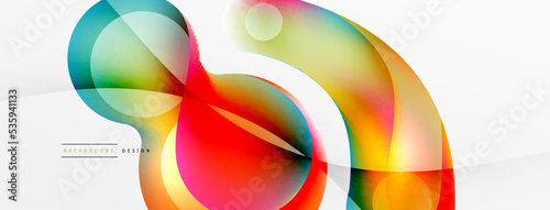 Fluid abstract background, round shapes and circle flowing design for wallpaper, banner, background or landing