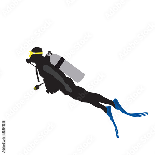 Scuba diver equipment icon vector illustration photo