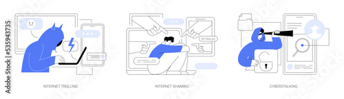 Social media aggressive behavior abstract concept vector illustrations.