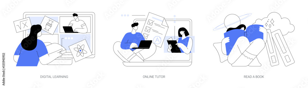 Distance education abstract concept vector illustrations.