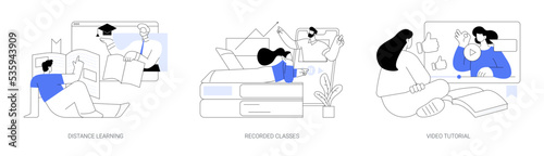 Online education abstract concept vector illustrations.