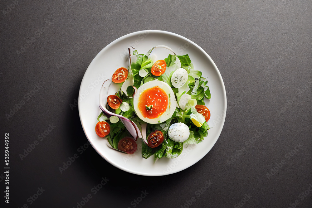 Delicious Salad and Black Copy space Background For Menu Restaurant or Recipe Text and Advisement. Delicious Salad and Black Copy space Background For Menu Restaurant or Recipe Text and Advisement.