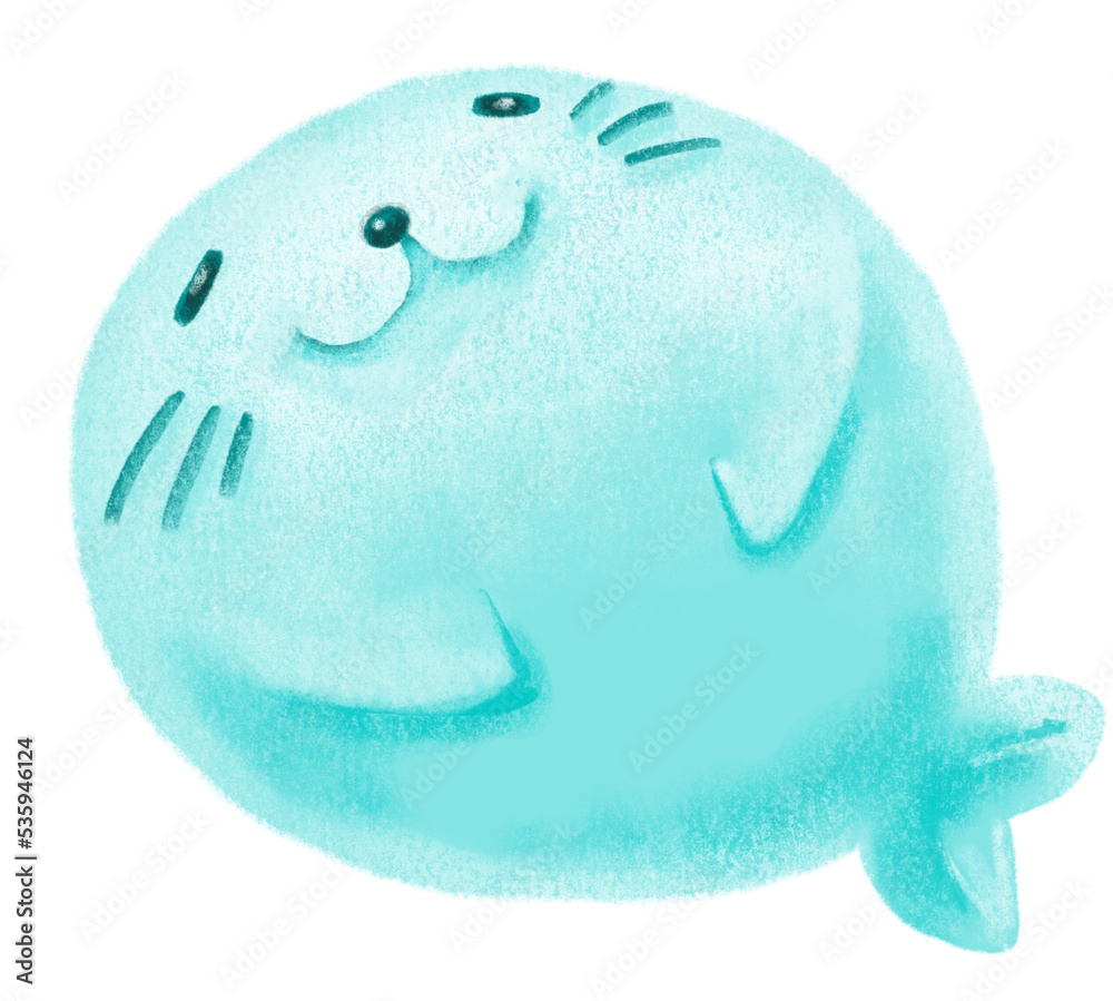 Cute fat little baby white pluffy seal polar animal cartoon character ...