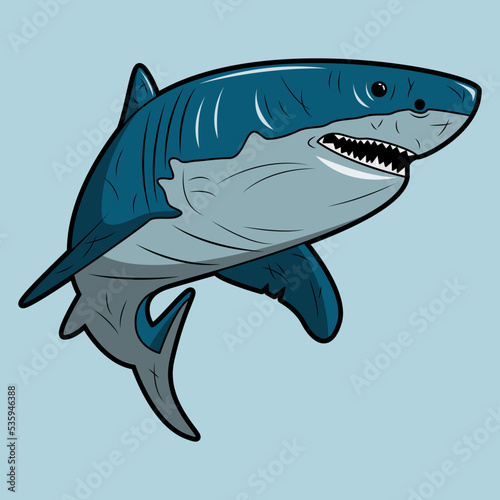 vector illustration a shark with many battle scars