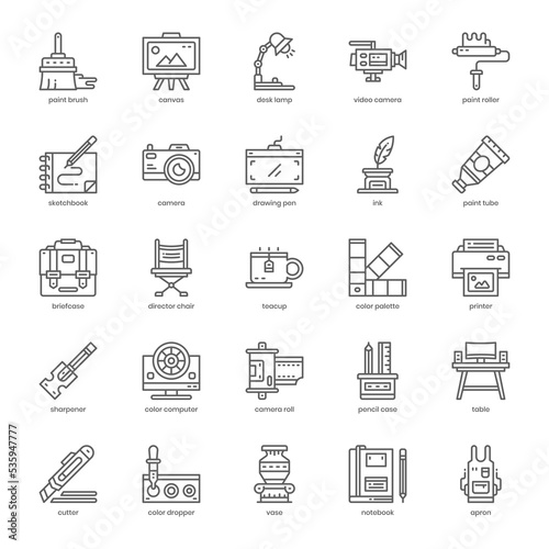 Artis Studio icon pack for your website design, logo, app, and user interface. Artis Studio icon outline design. Vector graphics illustration and editable stroke.