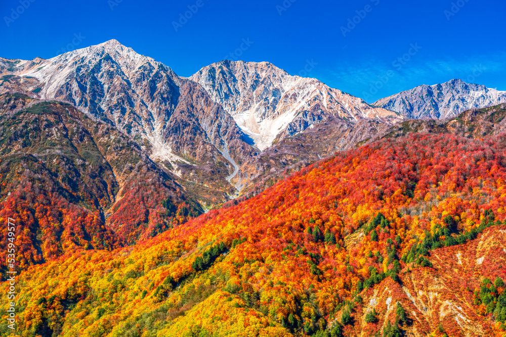 紅葉と白馬三山