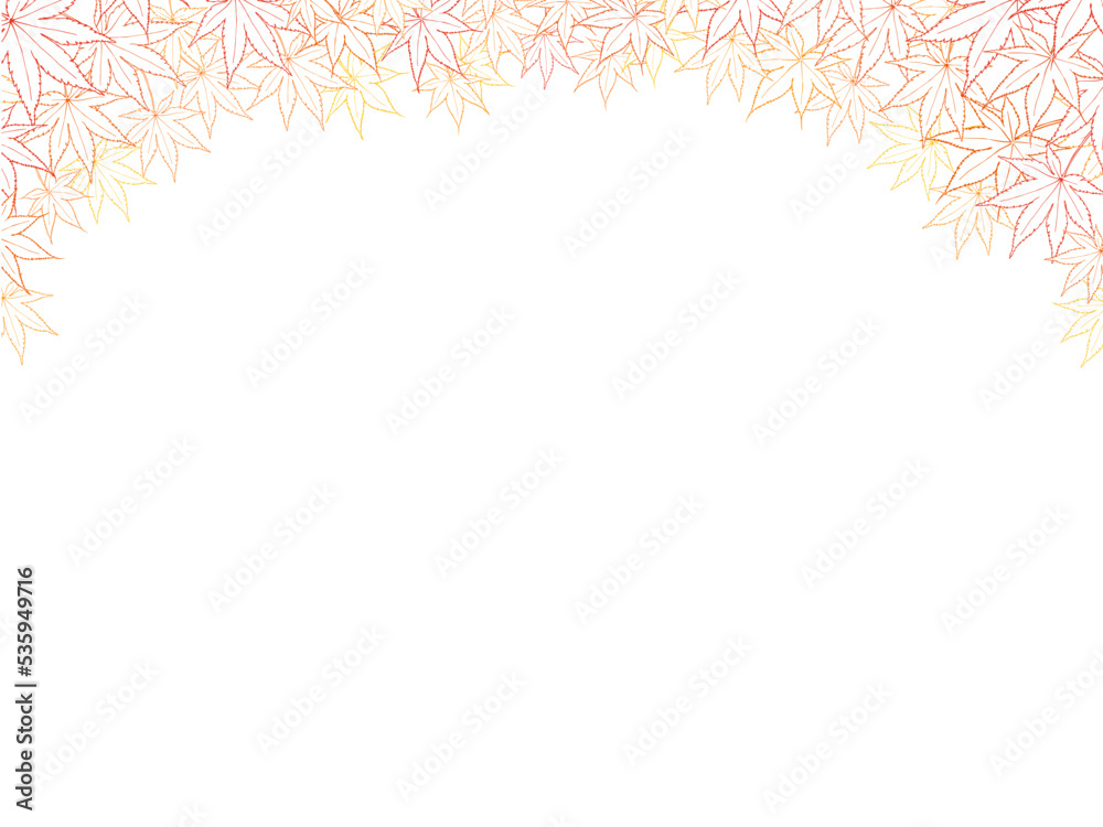 もみじの線画フレーム①上部_赤系