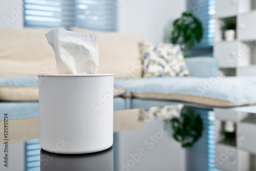 Tissue box on living room table