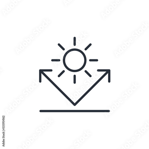 Sun reflector. Overheat protection. Vector linear icon isolated on white background. photo