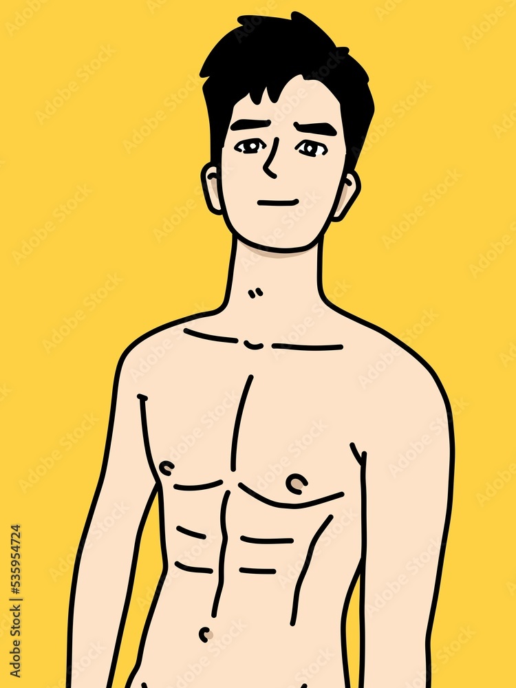 Fototapeta premium cute man cartoon on yellow background