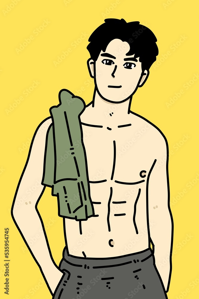 Fototapeta premium cute man cartoon on yellow background