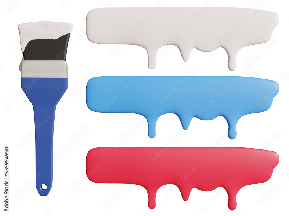 3D illustration showing a paint brush blue isolated on a white background - cut out from the background. 3D illustration showing a paint brush blue isolated on a white background - cut out from the background.