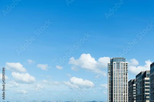 Modern office buildings under blue sky