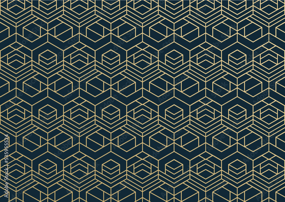 golden hexagon geometric pattern background