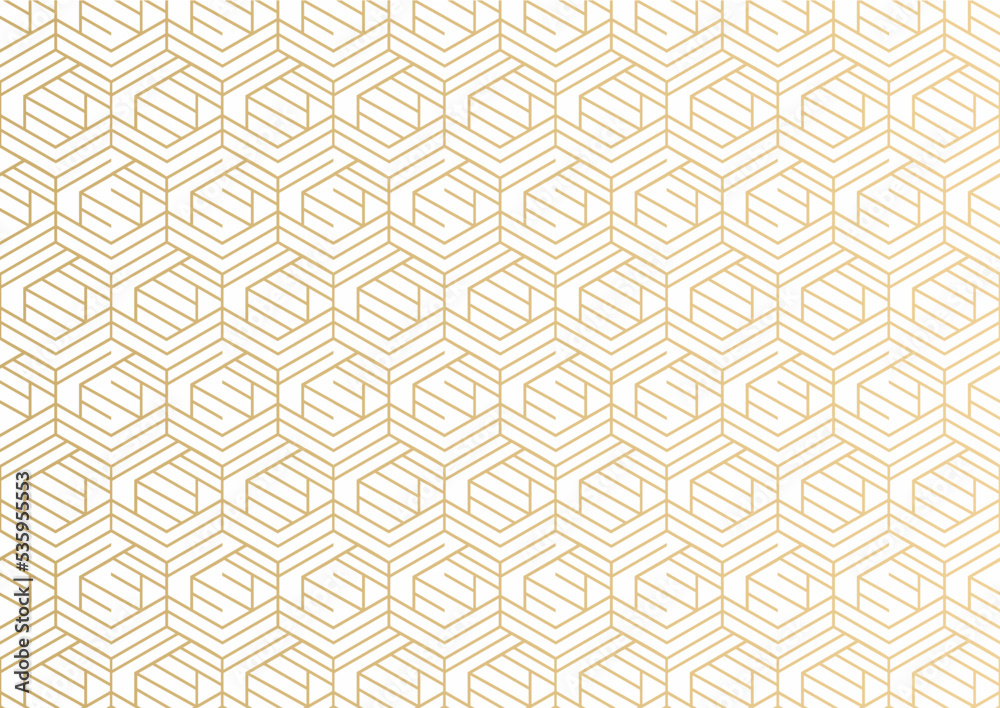 golden hexagon geometric pattern background