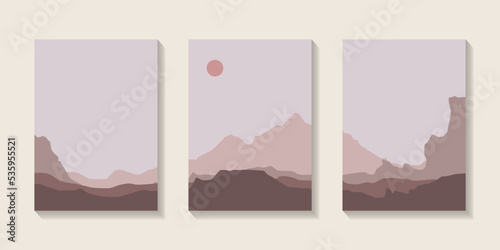 Abstract Landscape poster collection Sun and moon trees mountain bundles and the mountains © Dava