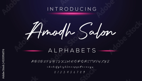  AMOIDH SALON signature font alphabet vector illustration isolated Background