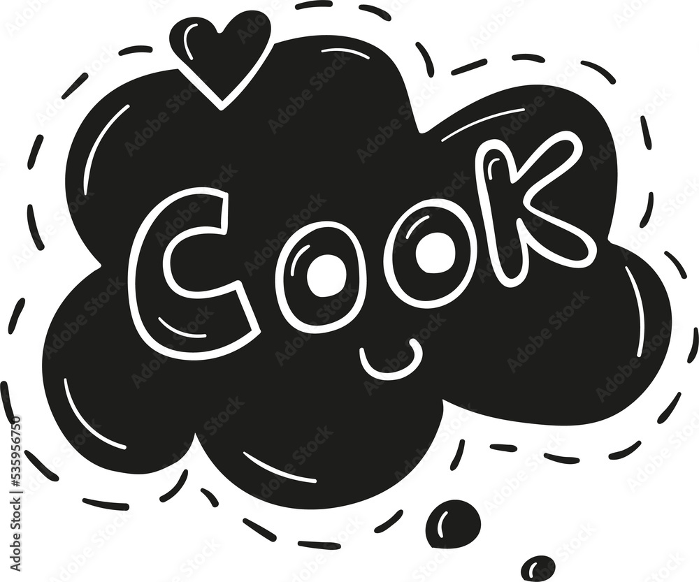 Cook text and bubble hand drawn solid style Cook text and bubble hand drawn solid style