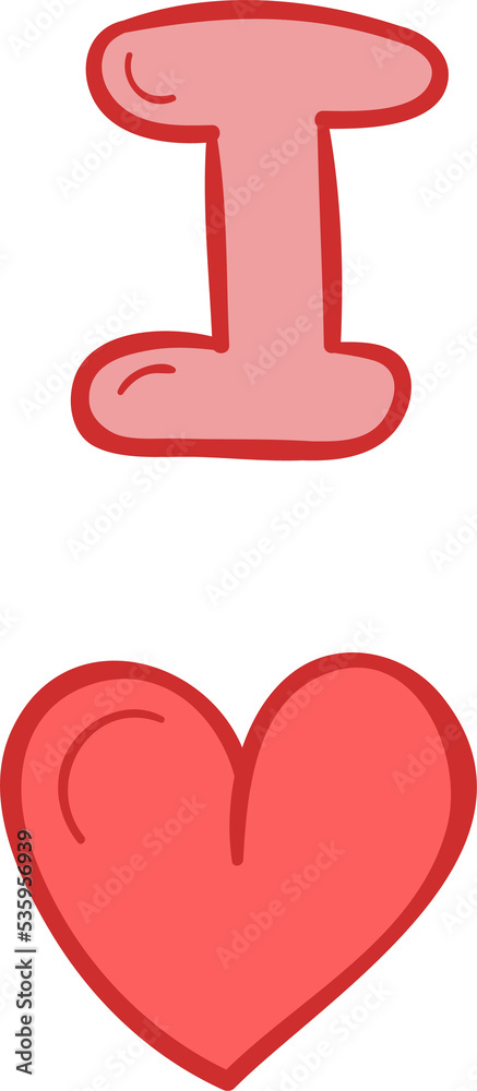 I love sign hand drawn filled outline style I love sign hand drawn filled outline style