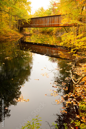 Rail trail bridge over the Blackwater River in New Hampshire.