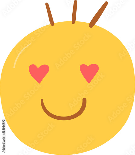 Love emoticon hand drawn flat style