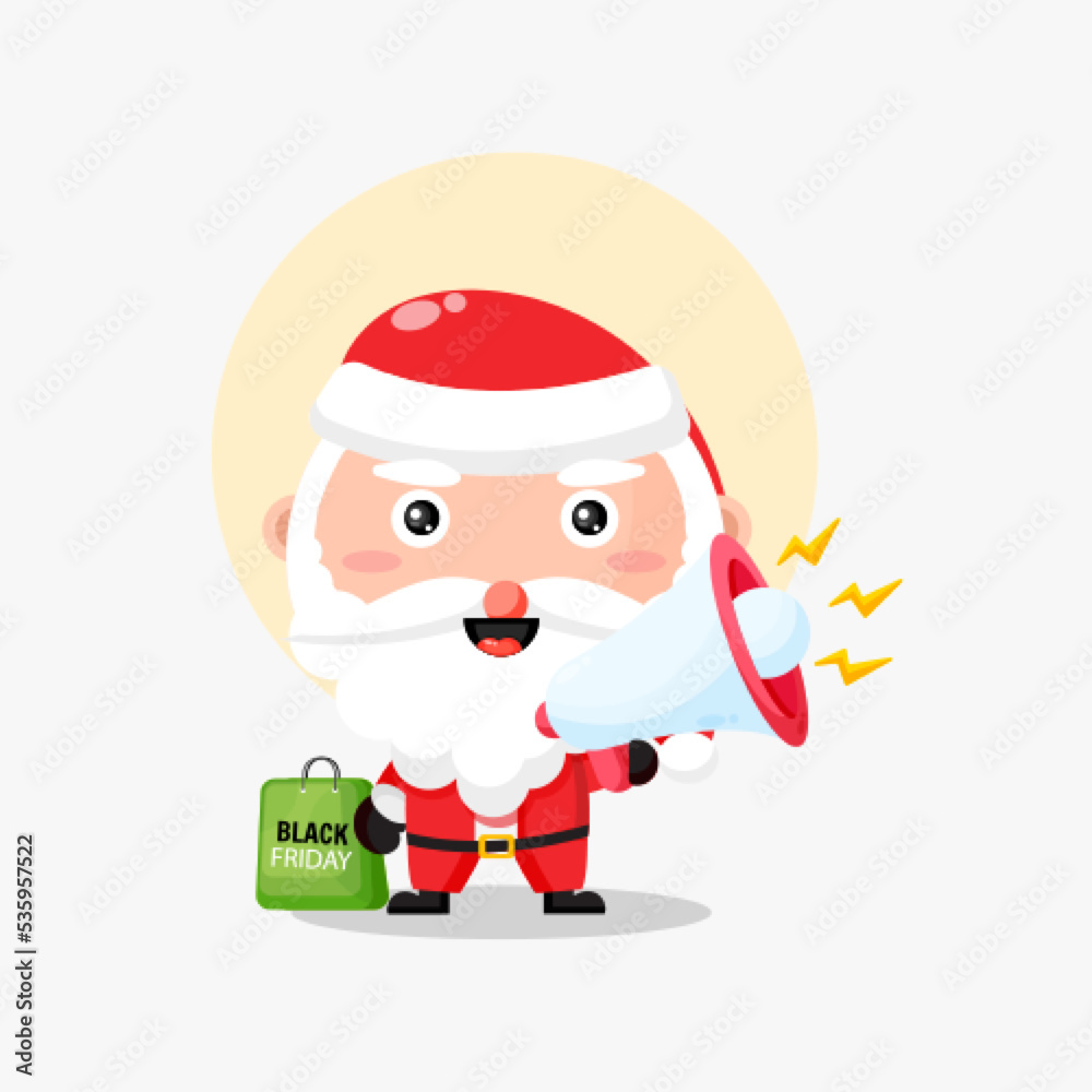 Cute Santa claus with megaphone black friday discount Cute Santa claus with megaphone black friday discount