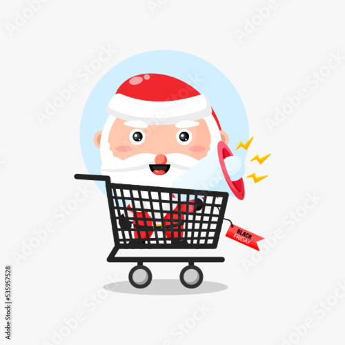 Cute Santa in black friday shopping trolley illustration © Wayan