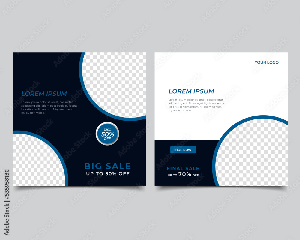 Set of Editable minimal square banner template. social media post sale template. Vector illustration Set of Editable minimal square banner template. social media post sale template. Vector illustration