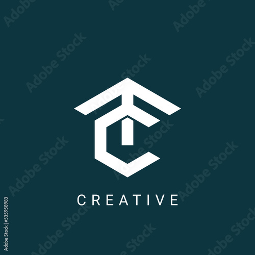 Professional creative trendy awesome artistic CT TC initial based Alphabet icon logo.