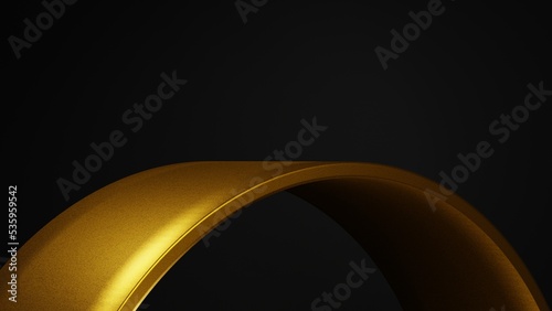 Golden empty platform for product showcase, gold ring and podium mockup or pedestal display, Blank stage, 3d rendering