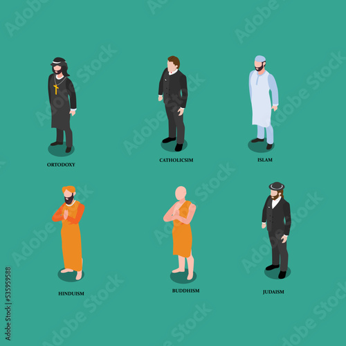 Set of religion leader people 3d isometric vector illustration concept for banner, website, landing page, ads, flyer template