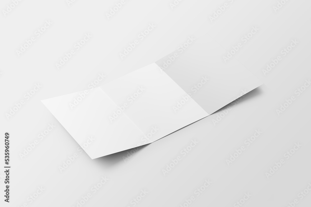 A4 A5 Three 3 Fold Tri Fold Brochure 3D Rendered White Blank Mockup. 3D ...