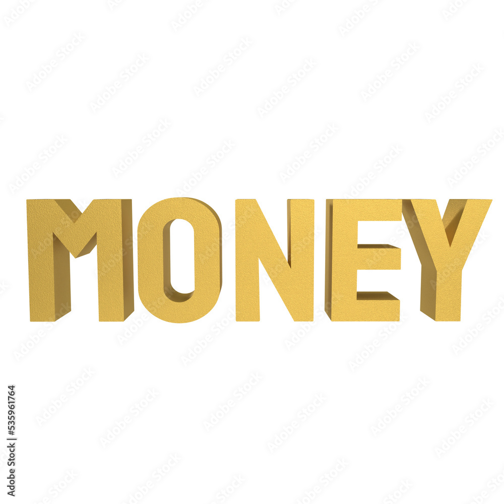 The gold money text 3d render png image The gold money text 3d render png image