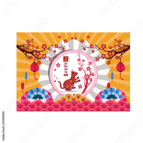 Happy lunar new year 2023, Vietnamese new year, Year of the Cat.