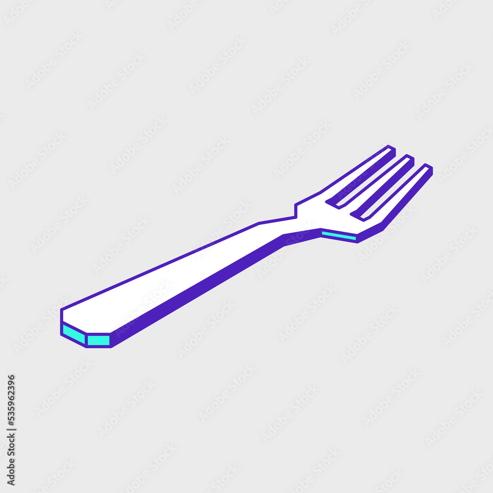 Fork isometric vector icon illustration Fork isometric vector icon illustration