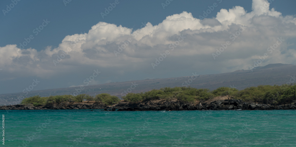 Looking at slopes near Hapuna from Puako Beach Looking at slopes near Hapuna from Puako Beach