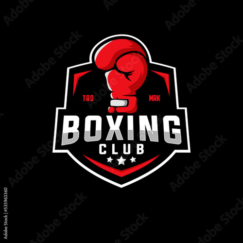 boxing vector graphic template. sport boxer illustration in badge style.