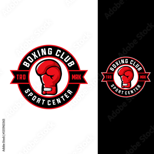 boxing vector graphic template. sport boxer illustration in badge style.