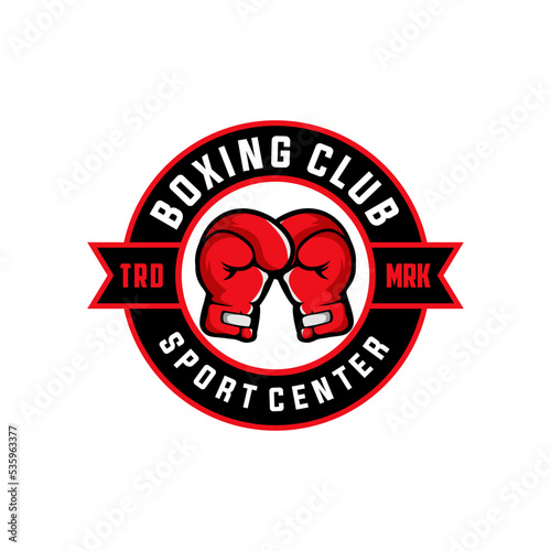 boxing vector graphic template. sport boxer illustration in badge style.