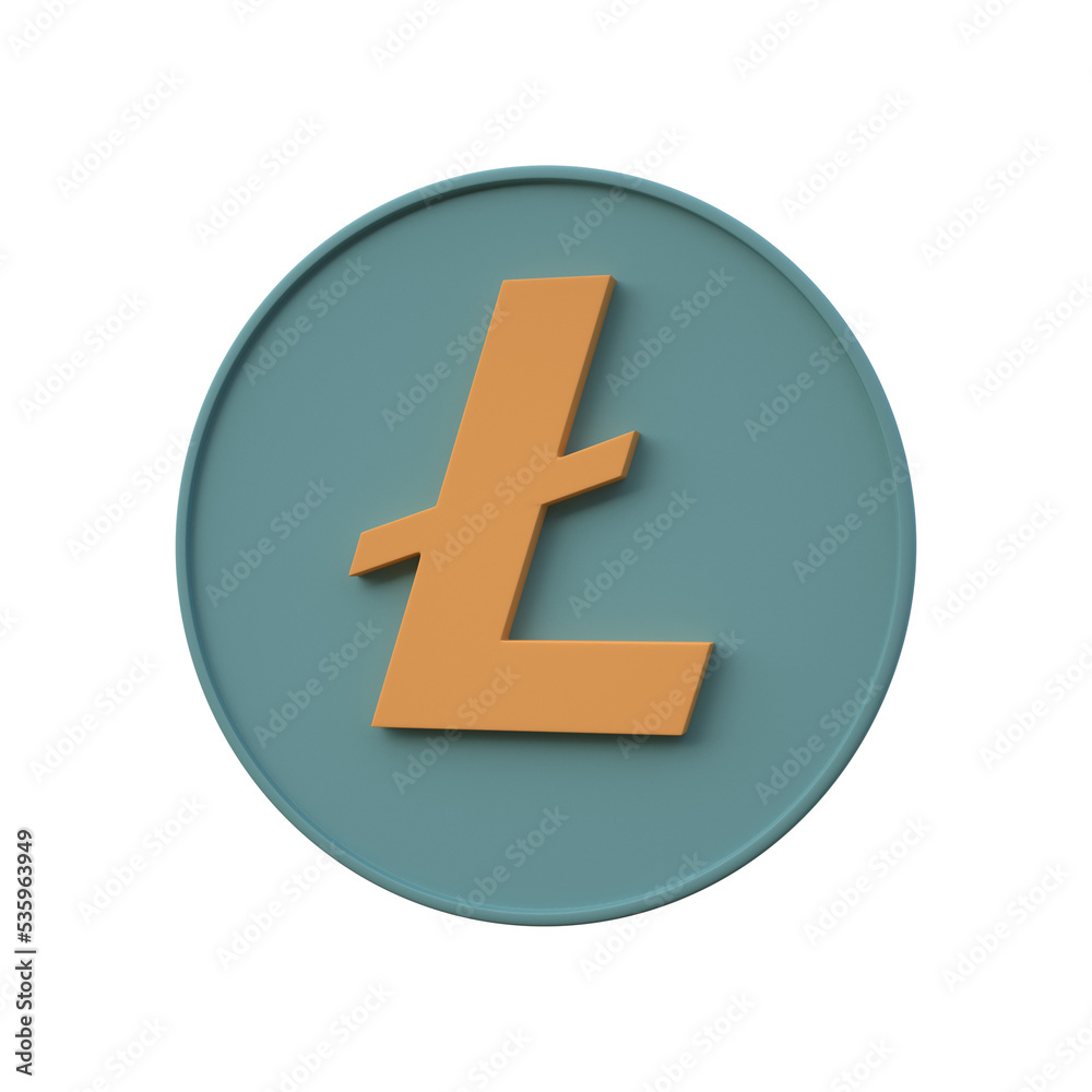 Obraz premium Litecoin 3D icon isolated on transparent background